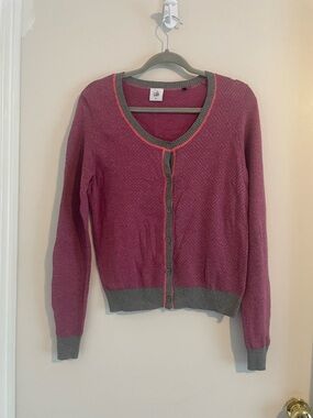 CAbi Magenta Geometric Diamond Print Cardigan S #503